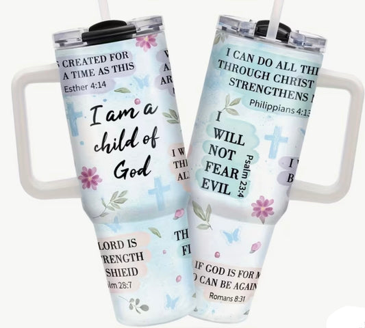 All4Christ™ 1.2L “I Am a Child of God” Blue Faith Tumbler